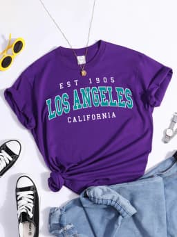 Esr 1905 Los Angeles California Print Woman T-Shirts Vintage Simple Style Clothes Niche Niche T-Shirt Hip Hop Casual Tee Shirt