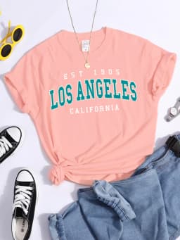 Esr 1905 Los Angeles California Print Woman T-Shirts Vintage Simple Style Clothes Niche Niche T-Shirt Hip Hop Casual Tee Shirt