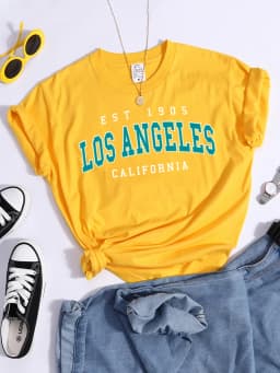 Esr 1905 Los Angeles California Print Woman T-Shirts Vintage Simple Style Clothes Niche Niche T-Shirt Hip Hop Casual Tee Shirt