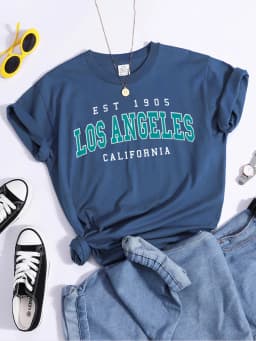 Esr 1905 Los Angeles California Print Woman T-Shirts Vintage Simple Style Clothes Niche Niche T-Shirt Hip Hop Casual Tee Shirt