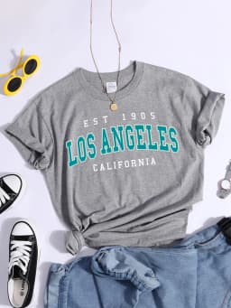 Esr 1905 Los Angeles California Print Woman T-Shirts Vintage Simple Style Clothes Niche Niche T-Shirt Hip Hop Casual Tee Shirt