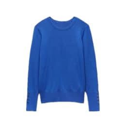 KEYANKETIAN Women's O-Necked Long Sleeves With Buttons Pullover Sweater Female Casual Solid High-Stretch Shirts Chic Ladies Top
