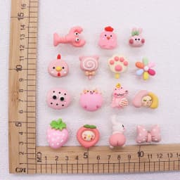 Single Sale 1-15pcs Shoe Charms Pink Cute Rabbit Chicken Accessories Resin Shoes Decoration DIY Fit Wristbands Kids X-mas Gift