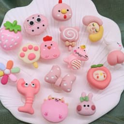 Single Sale 1-15pcs Shoe Charms Pink Cute Rabbit Chicken Accessories Resin Shoes Decoration DIY Fit Wristbands Kids X-mas Gift