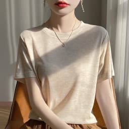 2026 Summer New Round Neck T-shirt Joker Thin Solid Color Short Sleeve Half Sleeve Loose Bottom Top