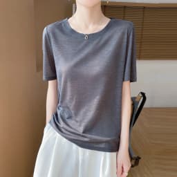 2026 Summer New Round Neck T-shirt Joker Thin Solid Color Short Sleeve Half Sleeve Loose Bottom Top