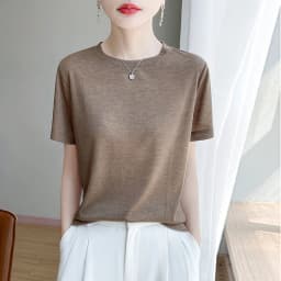 2026 Summer New Round Neck T-shirt Joker Thin Solid Color Short Sleeve Half Sleeve Loose Bottom Top