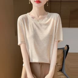 2026 Summer New Round Neck T-shirt Joker Thin Solid Color Short Sleeve Half Sleeve Loose Bottom Top