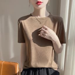 2026 Summer New Round Neck T-shirt Joker Thin Solid Color Short Sleeve Half Sleeve Loose Bottom Top