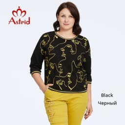 Astrid Women's t-shirt 2023 Cotton Top Female Oversized Vintage Fashion Graphic Print Diamonds Craft Basic Clothing Female Tees
