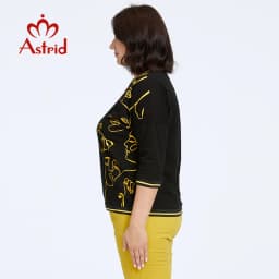 Astrid Women's t-shirt 2023 Cotton Top Female Oversized Vintage Fashion Graphic Print Diamonds Craft Basic Clothing Female Tees