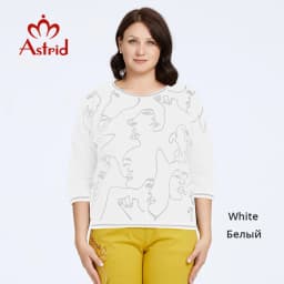 Astrid Women's t-shirt 2023 Cotton Top Female Oversized Vintage Fashion Graphic Print Diamonds Craft Basic Clothing Female Tees