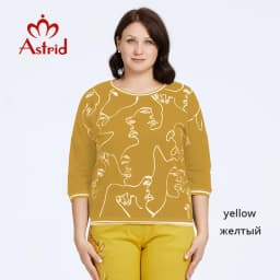 Astrid Women's t-shirt 2023 Cotton Top Female Oversized Vintage Fashion Graphic Print Diamonds Craft Basic Clothing Female Tees