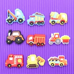 Single Sale 1pcs PVC Shoe Charms Fire Engine Excavator Crane Truck Hole Slipper Accessories Shoes Ornament For Children Gift