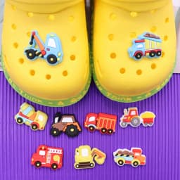Single Sale 1pcs PVC Shoe Charms Fire Engine Excavator Crane Truck Hole Slipper Accessories Shoes Ornament For Children Gift