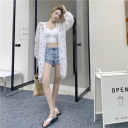 Women's Hooded Jacket Lace Sun Protection Jacket Spring Summer Plus Size Loose Retro Mid-length Hooded Jacket Thin Light Korean