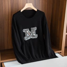 Autumn/winter new 100% pure cashmere sweater women M letter nailed beaded embroidery round neck knitted jumper wool base sweater