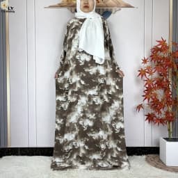 2024Latest Muslim Abayas For Women Ramadan Prayer Maxi Dubai Turkey Femme Cotton Robe Floral Loose African Dress Turban Attached