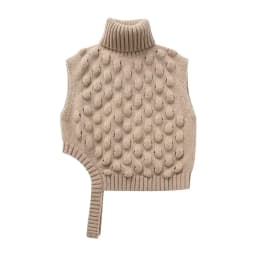 Zevity 2023 Women Fashion Sleeveless High Collar Texture Knitting Vest Sweater Female Irregular Crop Pullovers Coat Tops SW5527