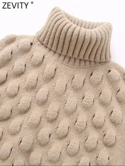 Zevity 2023 Women Fashion Sleeveless High Collar Texture Knitting Vest Sweater Female Irregular Crop Pullovers Coat Tops SW5527