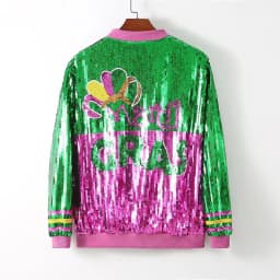 Mardi Gras Clothes Green Gold Purple Reversible Full Customize Sequin Bomber Jackets