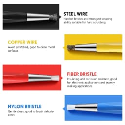 4Pcs/Set Rust Removal Brush Pen Glass Fiber / Brass /Steel /Nylon Brush Pen Shape Watch Parts Polishing Cleaning Tool
