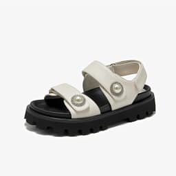 BEAUTODAY Casual Platform Sandals Women Genuine Leather Silver Solid Thick Sole Outdoor Summer Beach Ladies Shoes Handmade 38537