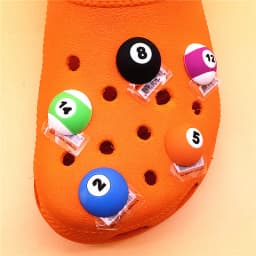 Original 1pcs Billiards Shape PVC Shoe Charms Accessories 3D Black 8 Blue 2 Orange 5 Balls Jeans Pins Upper Decorations Buckle