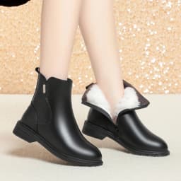 AIYUQI Ankle Boots Women Genuine Leather 2026 New British Style Women Winter Boots Wool Warm Large Size Women Motorcycle Boots