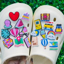 1pcs Shoe Charms Travel Backpack Cloud Rainbow Watermelon Hot Air Balloon PVC Shoe Charms Buckle Clog Sandals Shoes Decoration