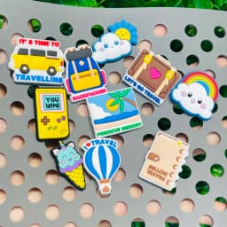 1pcs Shoe Charms Travel Backpack Cloud Rainbow Watermelon Hot Air Balloon PVC Shoe Charms Buckle Clog Sandals Shoes Decoration
