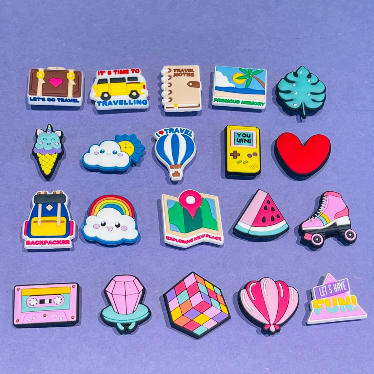 1pcs Shoe Charms Travel Backpack Cloud Rainbow Watermelon Hot Air Balloon PVC Shoe Charms Buckle Clog Sandals Shoes Decoration