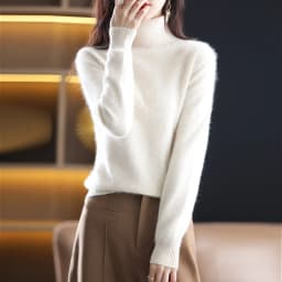 Winter Women's Sweater High Neck Pullover Mink Cashmere Knit Long Sleeve Warm Solid Color Fashion Warm Loose 2023 New Bottom Top