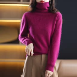 Winter Women's Sweater High Neck Pullover Mink Cashmere Knit Long Sleeve Warm Solid Color Fashion Warm Loose 2023 New Bottom Top
