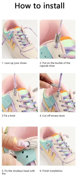 Elastic Round Printed Shoe Laces Diamond Metal Buckle No Tie Shoelaces Without Ties Shoelace for Sneakers Woman Man Shoestrings