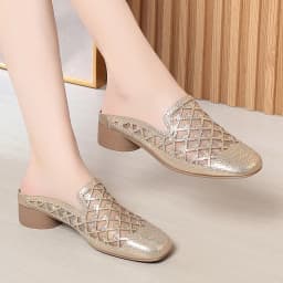 Summer 2024 Fashion Rhinestone Close Head Cutout Slippers Women Mules Breathable Slingback Soft Bottom  Casual Shoes