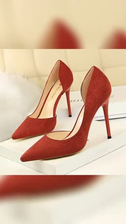 Women Shallow Mouth Side Hollow Flock High Heels Pumps Black Pink Red Stiletto Office Wedding Pointed Toe Single Shoes