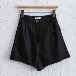 2026 Summer 100% Linen Women's Shorts Casual High Waist Wide Leg Button Up Elegant Ol Short Pants Femme