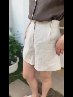 2026 Summer 100% Linen Women's Shorts Casual High Waist Wide Leg Button Up Elegant Ol Short Pants Femme