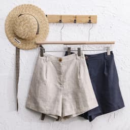 2026 Summer 100% Linen Women's Shorts Casual High Waist Wide Leg Button Up Elegant Ol Short Pants Femme
