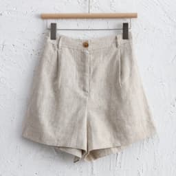 2026 Summer 100% Linen Women's Shorts Casual High Waist Wide Leg Button Up Elegant Ol Short Pants Femme