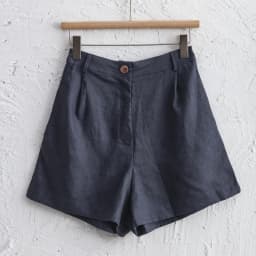 2026 Summer 100% Linen Women's Shorts Casual High Waist Wide Leg Button Up Elegant Ol Short Pants Femme