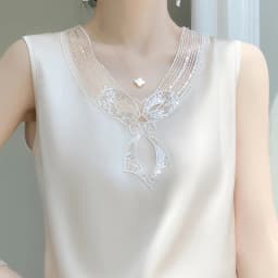 Lace Sleeveless Loose Vest V-Neck Pullover with Suspended Top Women's Summer Satin Temperament Lace Bottom Shirt Korean Editions