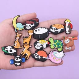 Hot Sale 1-15pcs Shoe Charms Sika Deer Panda Giraffe Kangaroo Turtle Accessories PVC Slippers Decoration For Kids X-mas Gift