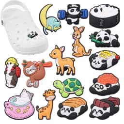Hot Sale 1-15pcs Shoe Charms Sika Deer Panda Giraffe Kangaroo Turtle Accessories PVC Slippers Decoration For Kids X-mas Gift