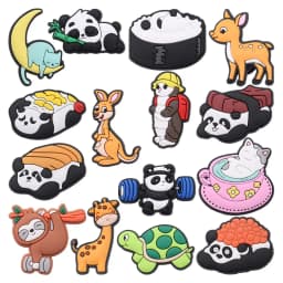 Hot Sale 1-15pcs Shoe Charms Sika Deer Panda Giraffe Kangaroo Turtle Accessories PVC Slippers Decoration For Kids X-mas Gift