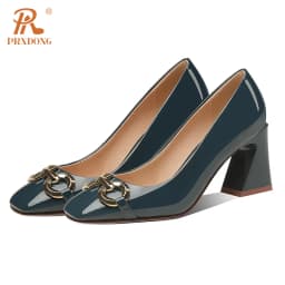 PRXDONG New Women's Shoes 2024 Fashion Spring Summer Genuine Leather High Heel Black Blue Dress Office Lady Pumps Big Size 34-41