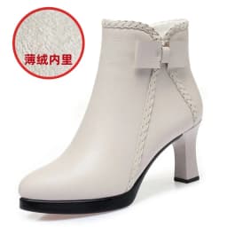 Autumn Women's Platform Shoes New Plus Velvet Stiletto Heel Heeled Ankle Boots Winter Versatile Pointed Toe Warm Short Boots