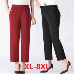 Women Pants 2025 New Summer Casual Loose Super Oversized Thin Elastic Waist Straight Pants Middle Aged Female Trousers 7XL 8XL