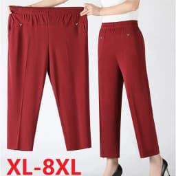 Women Pants 2025 New Summer Casual Loose Super Oversized Thin Elastic Waist Straight Pants Middle Aged Female Trousers 7XL 8XL